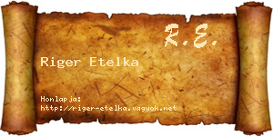 Riger Etelka névjegykártya